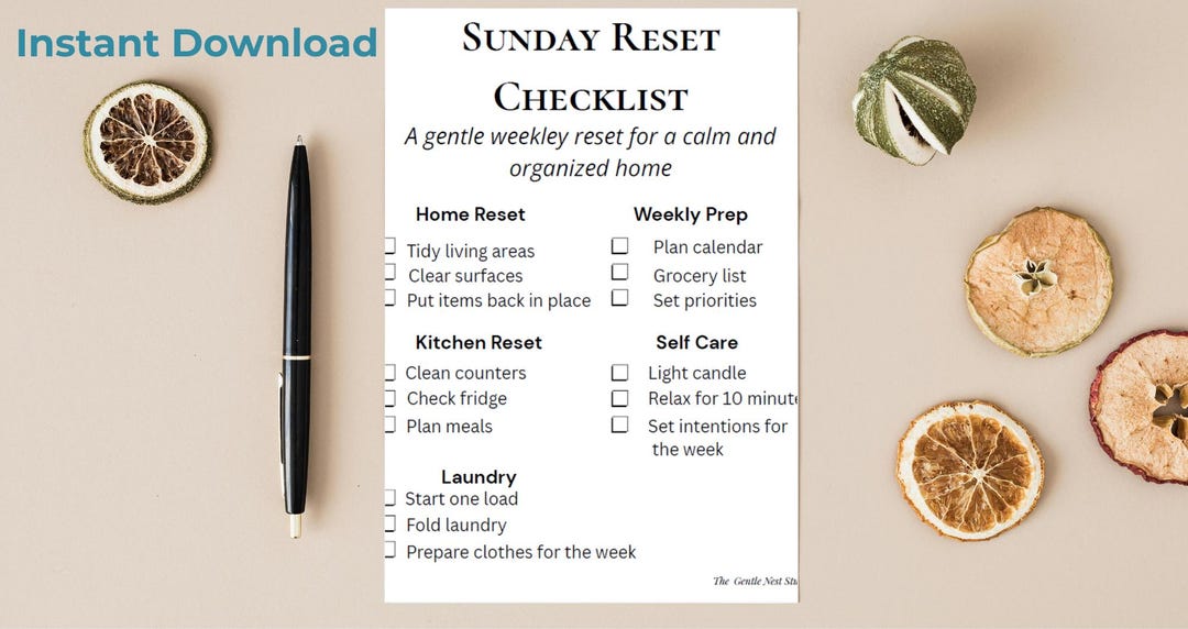 Sunday Reset Checklist | Weekly Cleaning Routine Planner (digital ...