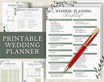 Wedding Planner Printable, Printable Wedding Planner Kit, Wedding Binder Template, Wedding Planning Book, Download Printable Planner PDF