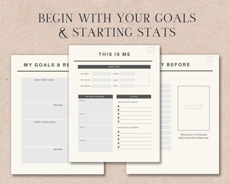 Weight Loss Tracker Printable , Printable Weight Loss Journal, Fitness