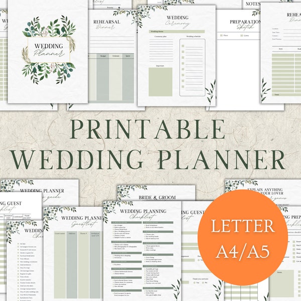 Wedding Planner Printable , Printable Wedding Planner ,Wedding Plan Bundle .Wedding Planning Book .Wedding Planner PDF, A4,A5