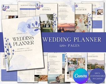Wedding Planner Canva Editable, Wedding Planner Printable ,Canva Template for Wedding planning,Digital Download Wedding Itinerary,120+ Page