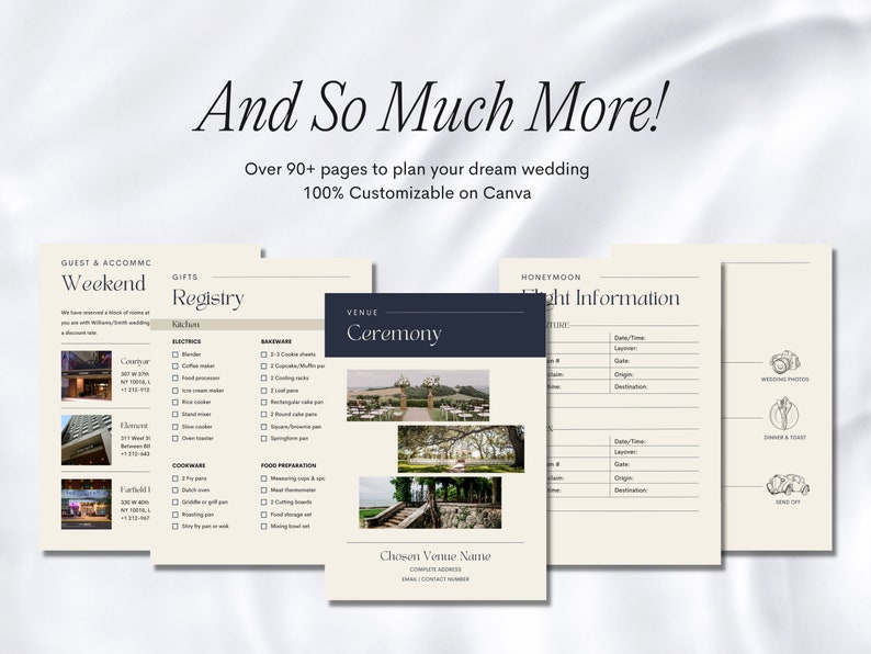 Digital Wedding Planner ,Printable Wedding Planner, Editable Wedding Planner, Canva Editable Wedding Planner, 90+ Pages image 7