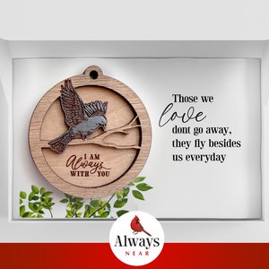 Pigeon - Always With You - Memorial Ornament - Rear View Mirror Car Charm Hanger - Sympathy Gift, Remembrance Symbolism Reincarnation, Bird