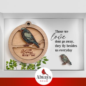 Starling Bird - Always With You - Memorial Ornament - Rear View Mirror Car Charm Hanger - Sympathy Gift, Remembrance Symbolism Reincarnation