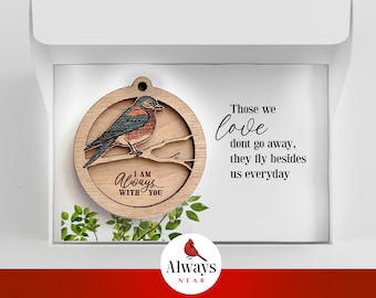 Bluebird - Always With You - Memorial Ornament - Rear View Mirror Car Charm Hanger - Sympathy Gift, Remembrance Symbolism Reincarnation bird