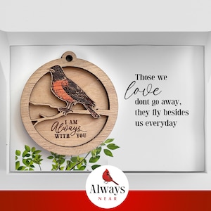 Oriole Bird - Always With You - Memorial Ornament - Rear View Mirror Car Charm Hanger - Sympathy Gift, Remembrance Symbolism Reincarnation