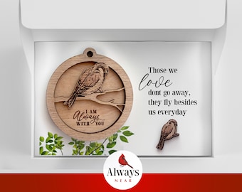 Sparrow Bird - Always With You - Memorial Ornament - Rear View Mirror Car Charm Hanger - Sympathy Gift Remembrance Symbolism Reincarnation
