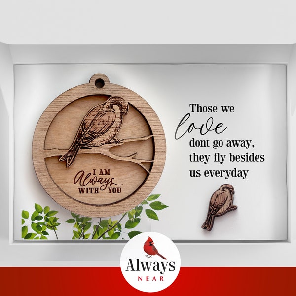 Sparrow Bird - Always With You - Memorial Ornament - Rear View Mirror Car Charm Hanger - Sympathy Gift Remembrance Symbolism Reincarnation