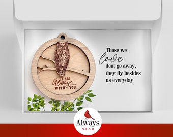 Owl - Always With You - Memorial Ornament - Rear View Mirror Car Charm Hanger - Sympathy Gift, Remembrance Symbolism Reincarnation, Bird