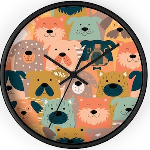 Dog Wall Clock, Funny Dog Clock, Dog Lover Clock, Gift for Dog Walker, Wall Art, Dog Groomer, Framed Clock