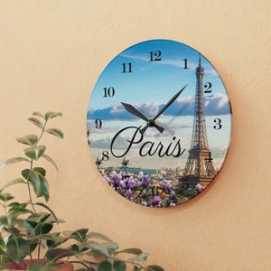 Horloge murale Paris, horloge Paris France, horloge murale Tour Eiffel, cadeau de pendaison de crémaillère, cadeau horloge