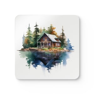 Set di 4 sottobicchieri Lake House, sottobicchieri cabina, regalo di inaugurazione della casa, regalo Lake House