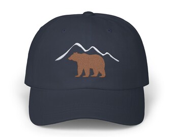 Gorra de papá con oso bordado: Gorra para actividades al aire libre, senderismo y camping.
