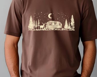 Cozy Camping Vibes T-Shirt: Starry Night, Nature Lover Gift