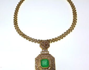 Emerald Necklace Bib 14K WG