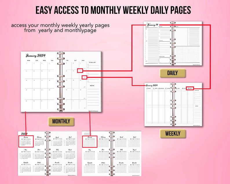 Premium Digital Planner, 2024 2025 Undated Calendar, iPad Goodnotes