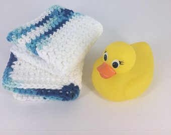 2 Crochet Baby Washcloths | Cotton Washcloths | Infant Bath Cloth | Organic Crochet Baby Washcloth | Eco-friendly | Washer & Dryer Safe