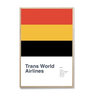 Trans World Airlines / TWA / Airline Poster / Aviation Wall Art / Airplane Home Decor / Pilot Gift / Retro Airline Art / Vintage Poster
