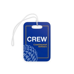 Continental Airlines / Crew Luggage Tag / Bag Tag / Travel Tag / Pilot Crew Tag / Retro Aviation / Vintage Travel Tag / Vintage Airline Tag