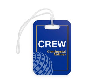 Continental Airlines / Etiqueta de equipaje de tripulación / Etiqueta de equipaje / Etiqueta de viaje / Etiqueta de piloto / Etiqueta de aviación retro / Etiqueta de viaje vintage / Etiqueta de aerolínea vintage
