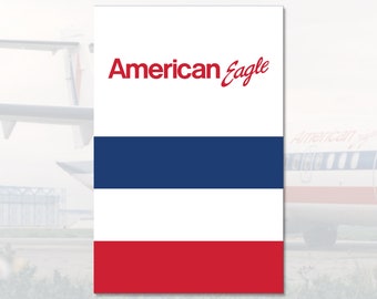 American Airlines - American Eagle - Retro Airplane Art - ATR-72 - Vintage Airline Art - Retired Pilot Art - Airplane Lover Poster - Vintage