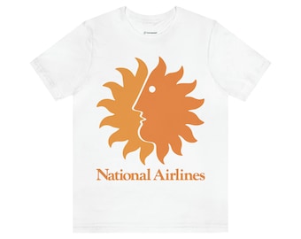Camiseta de National Airlines - Diseño de aviación vintage - Aerolínea clásica - Logotipo de aerolínea vintage - Ropa de piloto - Camiseta estilo retro - Logotipo de los años 70