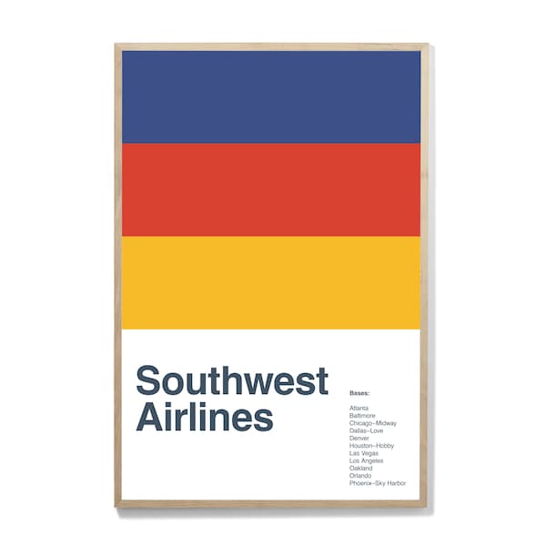 Southwest Airlines / Airline Poster / Airplane Print / Airplane Wall Art / Pilot Art / Pilot Gift / Airplane Art Gift / Aviation Poster