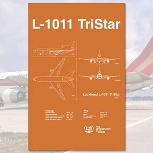 Airplane Blueprint Art - Lockheed L-1011 Tristar - Commercial Airplane Poster - Airplane Decor - Vintage Airliner - Classic Airplane Poster
