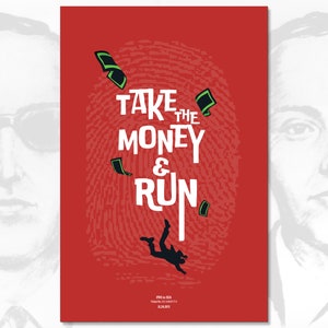 Vintage DB Cooper Hijacking Art Print - True Crime & Rock Music Wall Decor - Inspired by Steve Miller Band&#39;s &quot;Take The Money And Run&quot;