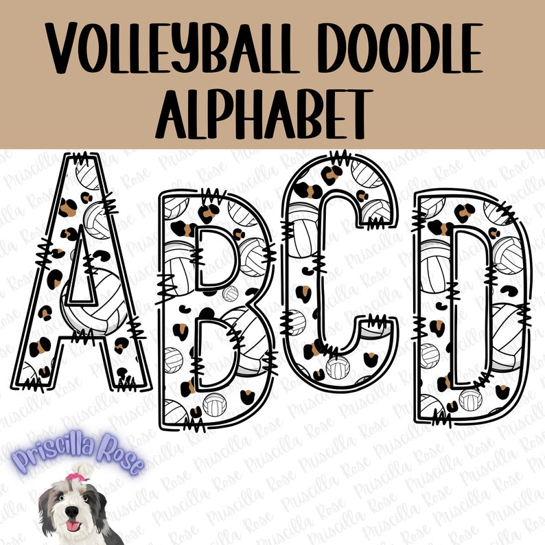 Voleibol Doodle Alfabeto PNG Descarga digital imagen 1