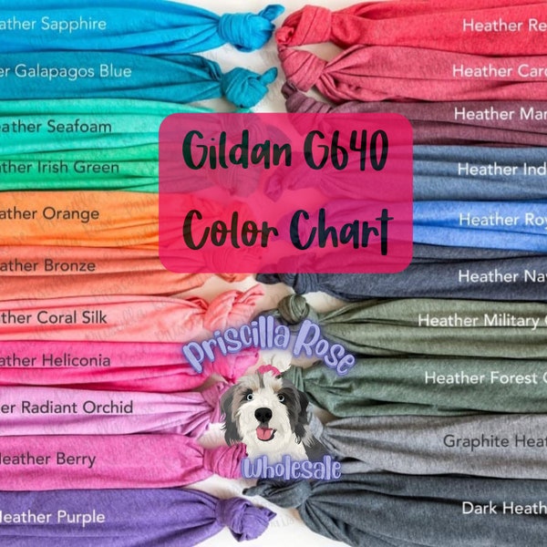 Gildan G640/G6400 Heather Color Chart Digital Download