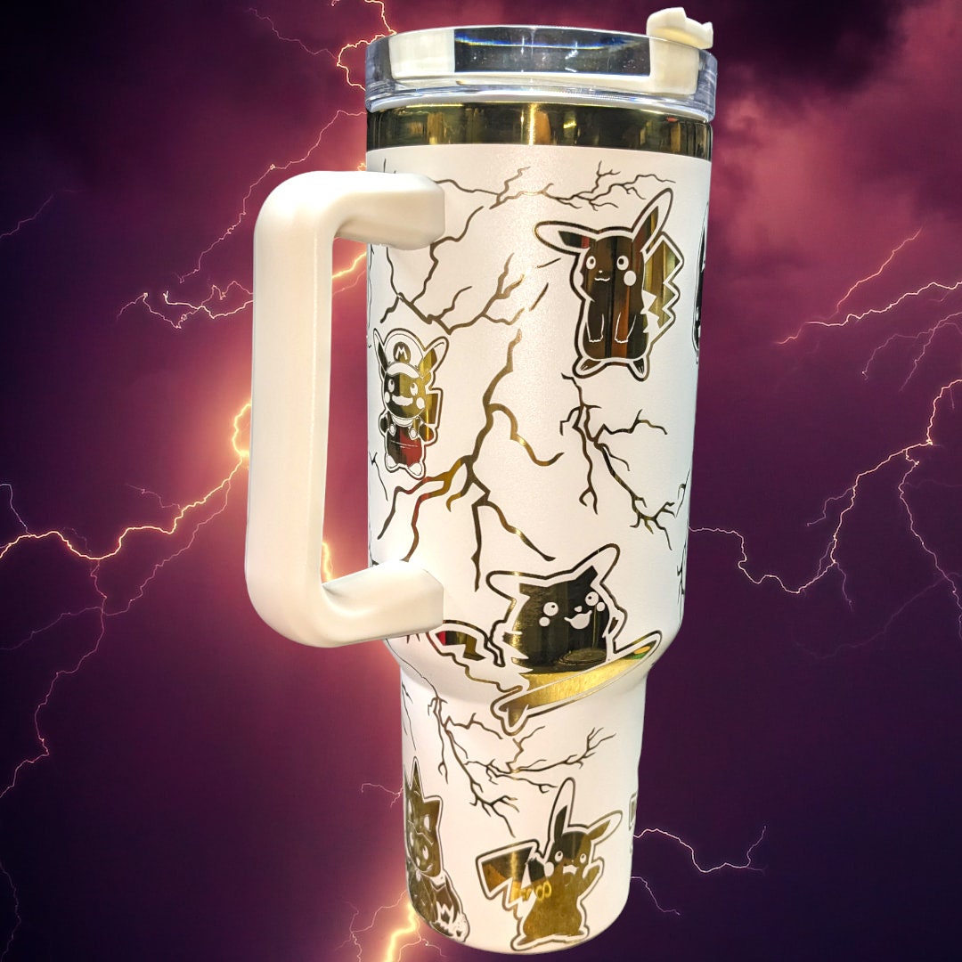 Pika PKM themed 40oz Tumbler with Handle