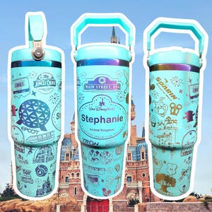 Laser Engraved Magical Cast Member Tumbler: 30oz Stainless Steel, Flip Straw Lid