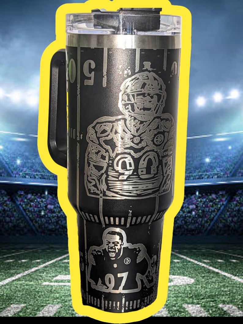 PITTSBURGH STEELER Full Wrap Laser Engraved Double Wall Football Player
