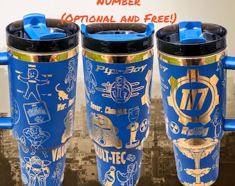 VAULT DWELLER Tumbler Cup Permanent Laser Engraved Large 40oz With Handle Lid and Straw