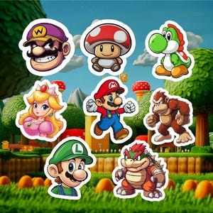 Pack d'autocollants Super Mario Bros, Mario, Luigi, Yoshi, crapaud, princesse Peach, Donkey Kong, princesse Peach, Wario, Nintendo, cadeau pour bouteille, voiture
