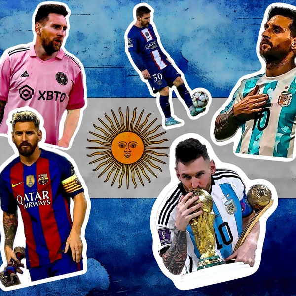 Messi Sticker pack, World Cup sticker, PSG, Barcelona, Argentina, waterproof, durable decals