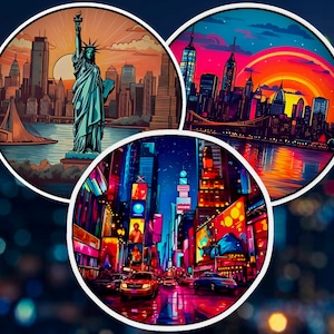 Pacchetto adesivi New York City impermeabili, estetici, durevoli, personalizzati, Statua della Libertà