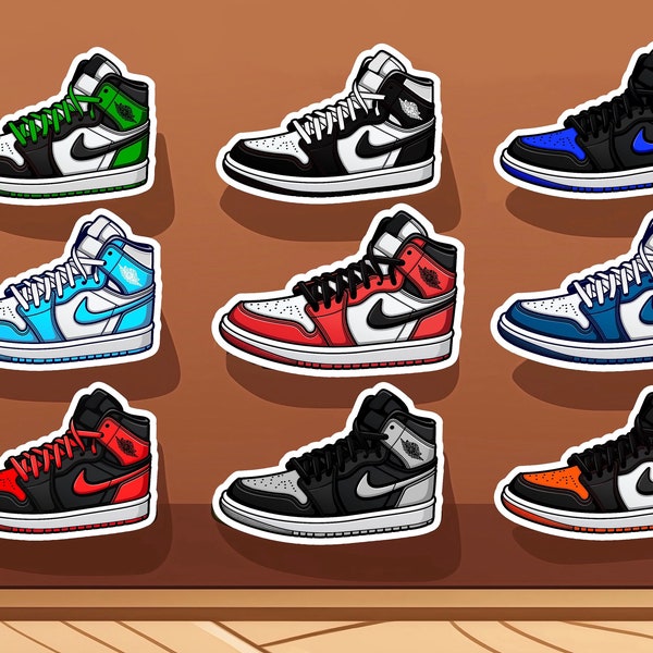 Custom Nike Air Jordan Retro 1 sticker pack OG High Tops Black Toe, Shadow, Royal, Chicago, Bred, University Blue, Shattered Backboard