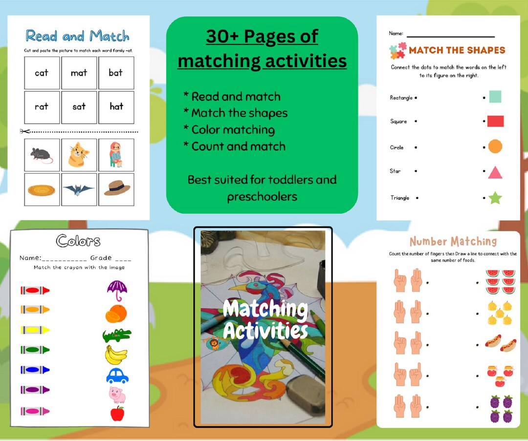 Match Work Pages Printable Matching Worksheets | Match the Picture & Shadow | Fun Color ...