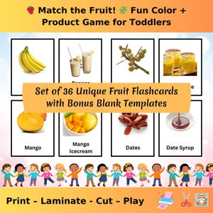 Cartes-éclair sur les fruits de la nature pour les tout-petits | Jeu de mémoire sur les aliments sains | Activité d'association pour le préscolaire | Cartes d'apprentissage imprimables pour enfants | 36 cartes