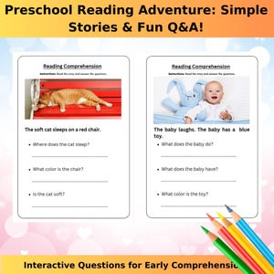 Printable Preschool Reading Comprehension eBook | Fun Learning for Early Readers & ESL | Easy Stories with Questions | Instant Download