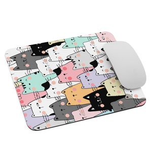 Cat mouse pad/ colourful cats/ durable mouse pad/ Cute cat mouse pad/mouse pad for home office or work/ Gift ideas
