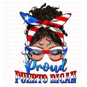 Messy bun Proud Puerto Rican | Chola | Mexican PNG, cute images | Proud Mexican Girl | Sublimation images bundles available