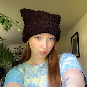 Cat Ear Fluffy Crochet Beanie