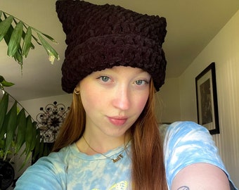 Cat Ear Crochet Beanie | Handmade Winter Gift