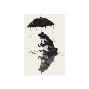 Frog Fine Art Postcards | Frog in the Rain Postcard | Frog Art | Frog with Umbrella Card | Small Frog Gift | Amphibians Card |