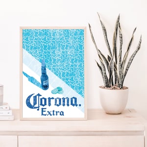 Alcohol Print, Corona Extra Bar Cart Print, Wall Art, DIGITAL DOWNLOAD