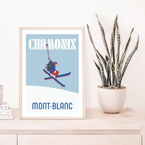 Skier Print, Chamonix Mont-Blanc, Wall Art, Graphic Print, DIGITAL DOWNLOAD