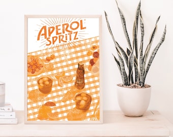 Alcohol Print, Aperol Spritz Bar Cart Print, Wall Art, Digital Download